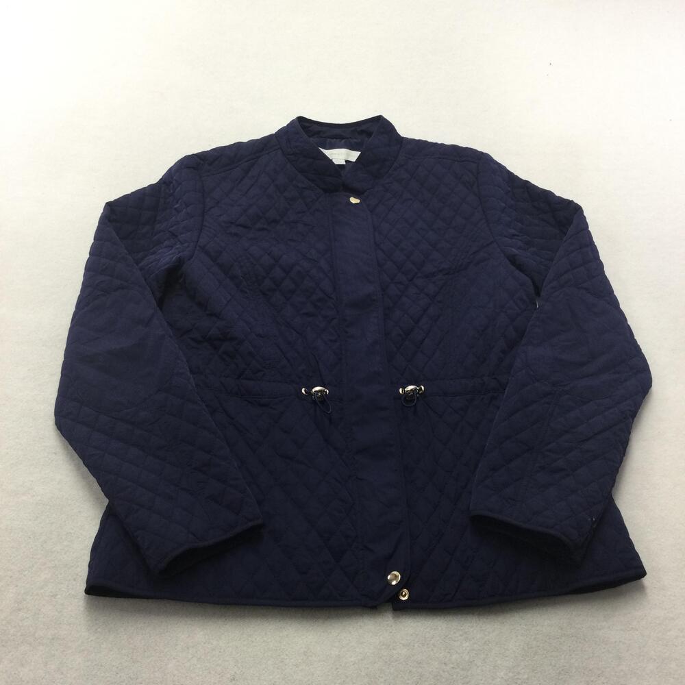 New York & Company Jacket Womens Small Blue Quilted Snap Front Collared Pockets